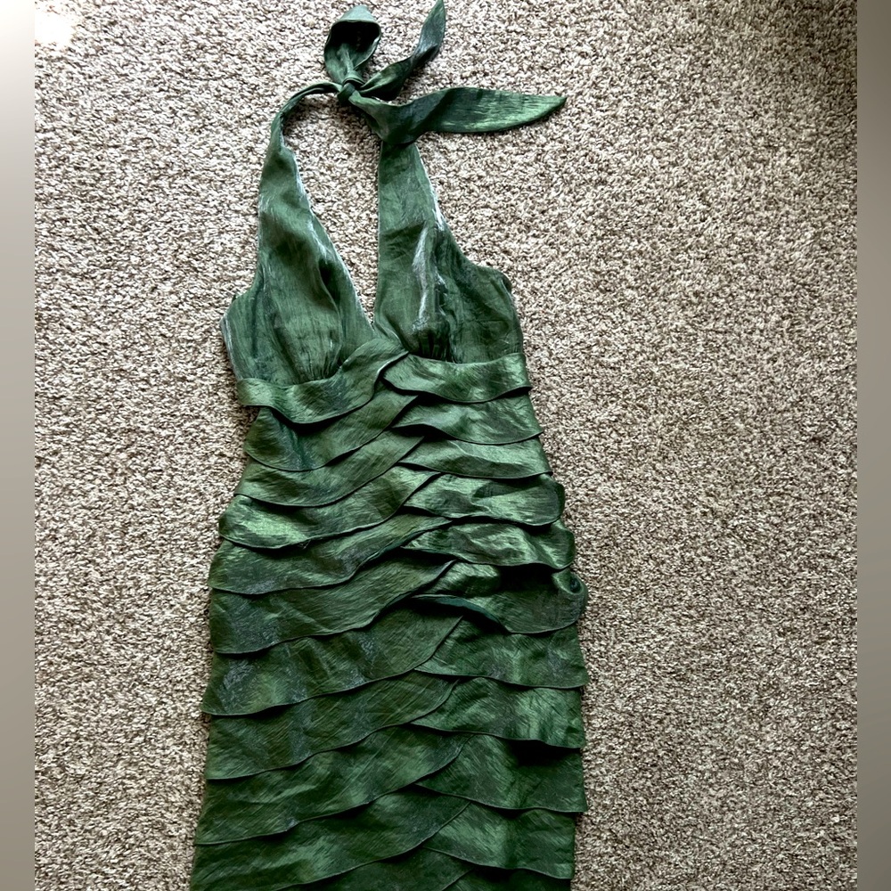 Vintage Adriana Papell Ruffled Green Dress
